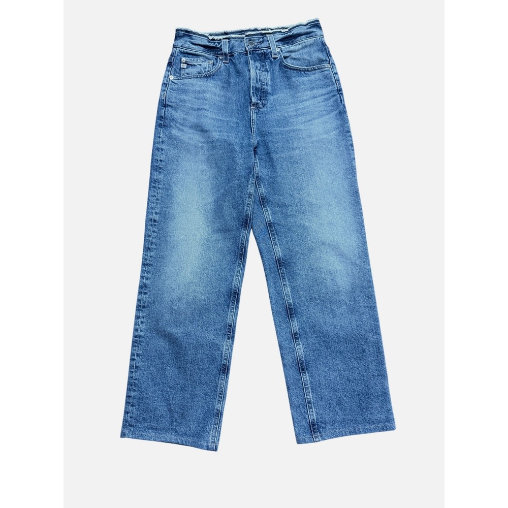 AG Adriano Goldschmied Clove Relaxed Vintage Straight Leg Jeans Blue Raw Waist